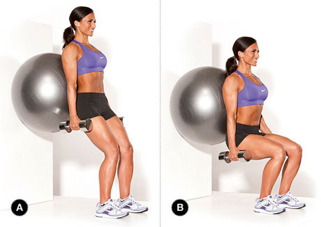 Wall Squat with a Stability Ball