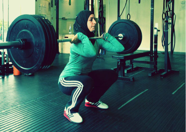 Irfan GYM 9 Zainab Ismail performs squats cropped