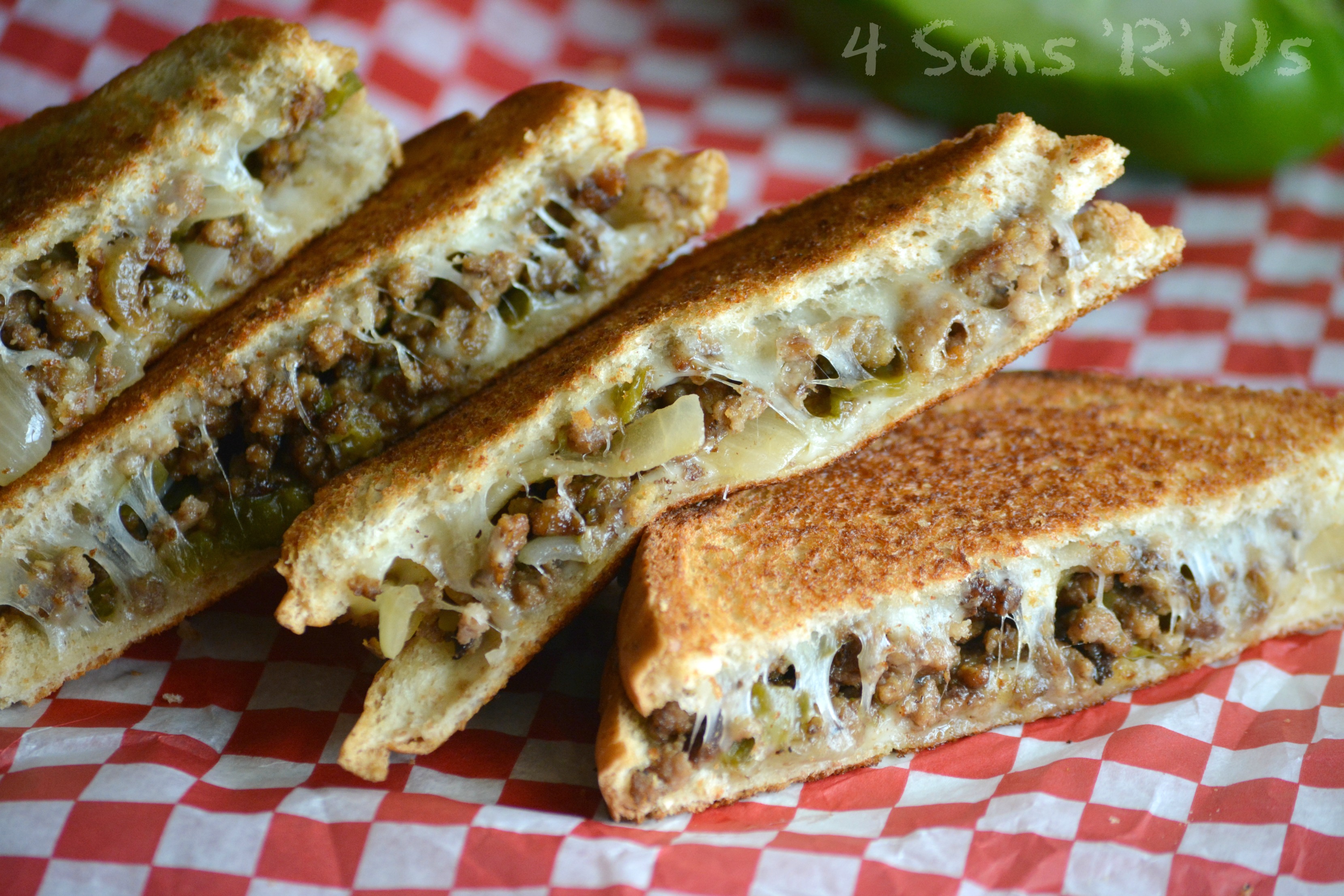 Ground Beef Philly Cheesesteak Grilled Cheese 2