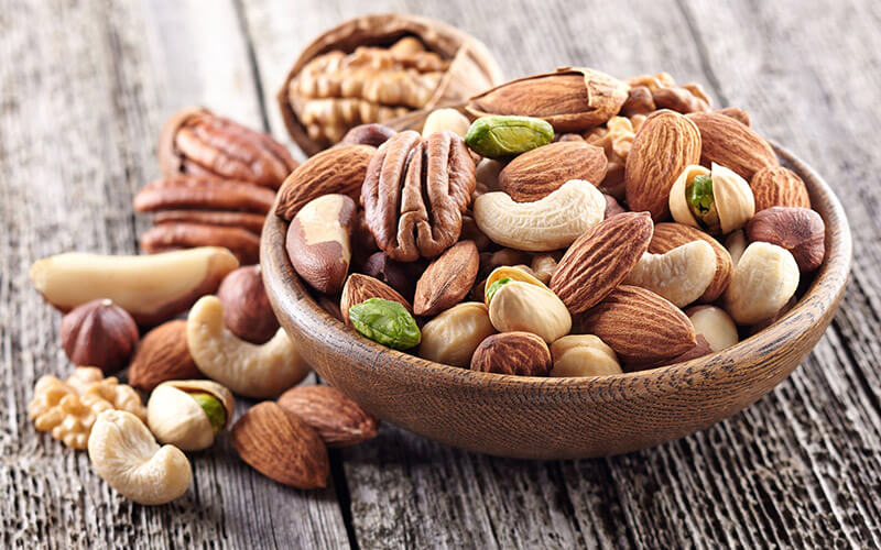 A bowl of nuts is a smart snack